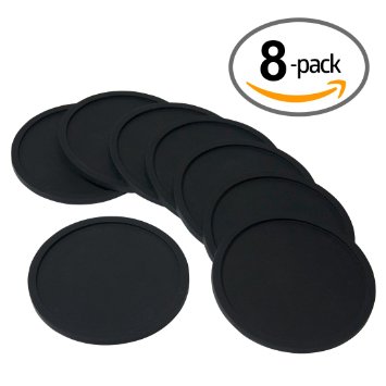 Barmix Rubber Silicone Drink Coasters Set of 8 Pieces Black
