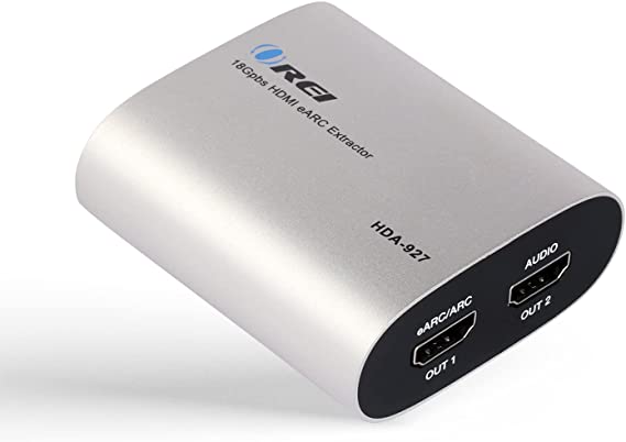 OREI eARC 4K 60Hz Audio Extractor Converter 18G HDMI 2.0 ARC Support - HDCP 2.2 - Dolby Digital/DTS Passthrough CEC, HDR, Dolby Vision HDR10 Support (HDA-927)