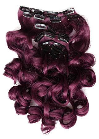 PRETTYSHOP XXL Full Head Set 8 pcs 20" Clip In Hair Extensions Hairpiece Wavy Heat-Resisting burgundy red #burg CES117-1