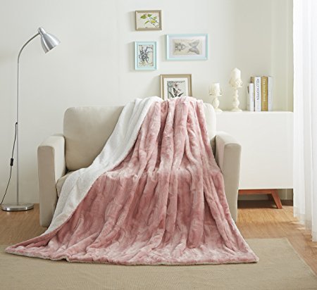 Tache 50x60 Faux Fur Dusty Rose Pink Soft Throw Blanket