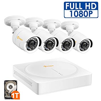 Anlapus Home Security System 8 Channel 1080P video Surveillance DVR with 1TB HDD and (4) 2.0MP 1920TVL Outdoor IP66 Weatherproof CCTV Cameras, Smart playback, with Motion Detection and Night Vision