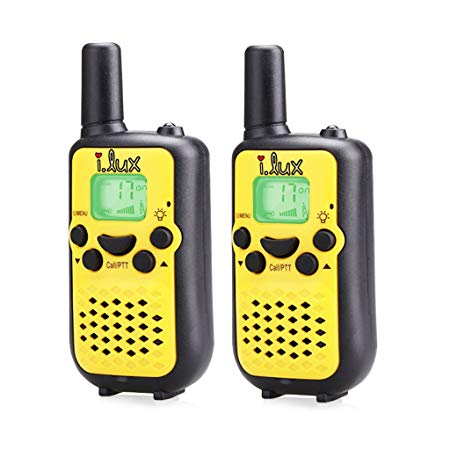 i.lux Kids Wireless 22 Channel FRS/GMRS 2 Way Walkie Talkie with 2 Mile Range - 2 Pack - Yellow