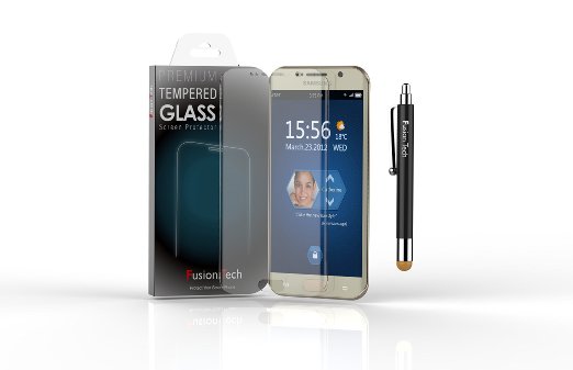 S7 Screen Protector FusionTech® [Curved Tempered Glass ] Samsung Galaxy S7 Glass Screen Protector [Premium Quality] Anti-Scratch Bubble-Free Reduce Fingerprint No Rainbow Washable Glass Screen Protector in Retail Packing [Pack-1, 0.26mm]