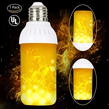 Flame Bulbs Fire Upside Down, HogarTech LED Flickering Flame Effect Light Bulb E26 Base, UL Listed, Simulated Atmosphere Lighting for Bar/ Hotel/ Pathway/ Festival Decoration - Upgraded Lamp 1 Pack