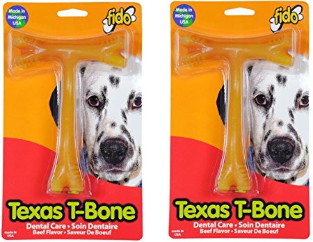 (2 Pack) Fido Texas T-Bone Dental Dog Bone, Beef Flavored, Large 6-1/2"