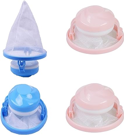 4 Pieces Pet Hair Remover for Laundry，Reusable Washer Hair Catcher，Washing Machine Float Filter Bag， Mesh Bag Hair Filter Net Pouch（Blue and Pink）