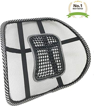 #1 New Lightweight Mesh Back Support with Massage Vent Posture Corrector Orthopedic Massage Pressure Point Ergonomic Design Lower Back Pain Support Car Seat Chair Cushion Pad for Office, Car,Travel