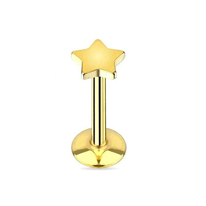 16G Star Flat Top 316L Surgical Steel Internally Threaded Inspiration Dezigns Barbell - Sold Individually