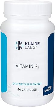 Klaire Labs Vitamin K2-50 Micrograms as Menaquinone-7 MK-7, No Soy, Gluten or Dairy (60 Capsules)