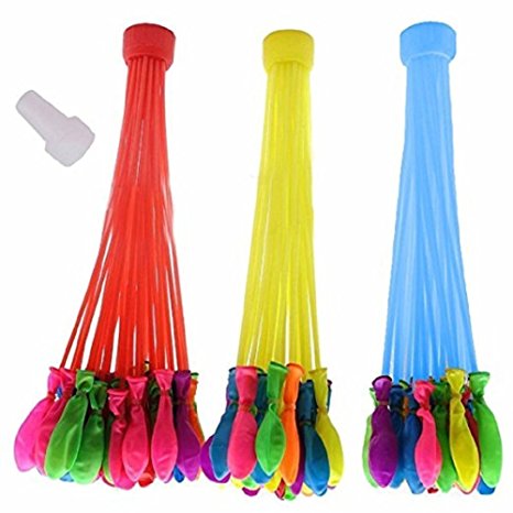 Arishine Bunch of Balloons – Instant Water Balloons, Shake Them Off and Throw (Colorful, 3 Bunches-111 balloons)
