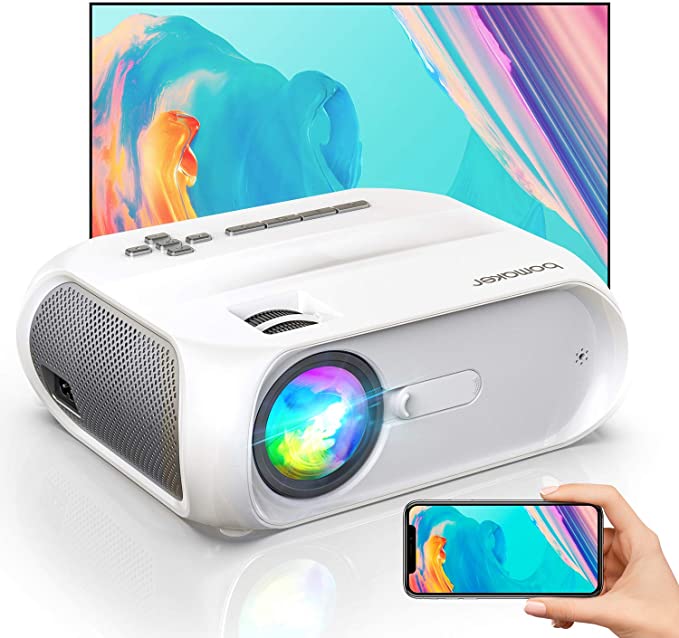 WiFi Mini Outdoor Projector, 6000 Lux Portable Outdoor Movie Projector, 300" Display, Full HD 1080p Supported, Wireless Screen Mirroring, Compatible with iPhone/Android/Laptops/DVD Players/Windows