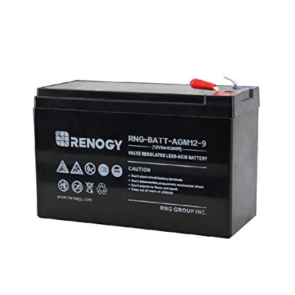 Renogy 12V 9Ah Rechargeable Sealed Lead Acid Battery