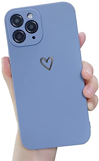 Ownest Compatible with iPhone 11 Pro Max Case for Soft Liquid Silicone Gold Heart Pattern Slim Protective Shockproof Case for Women Girls for iPhone 11 Pro Max-Navy Purple