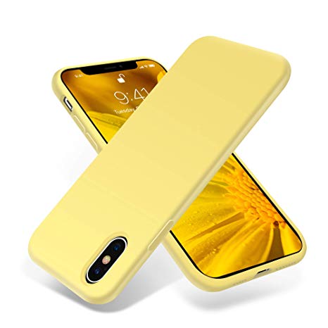 OTOFLY iPhone Xs Max Case,Ultra Slim Fit iPhone Case Liquid Silicone Gel Cover with Full Body Protection Anti-Scratch Shockproof Case Compatible with iPhone Xs Max, [Upgraded Version] (Yellow)