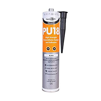 PU18 Black Polyurethane Sealant Adhesive Strong Flexible for Construction, Auto and Marine applications. Non Shrinking High Grab Suitable for Expansion Joints . Paintable .