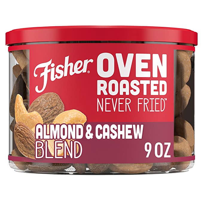 FISHER Snack Oven Roasted Never Fried Almond & Cashew Blend, 9 oz, Made with Sea Salt