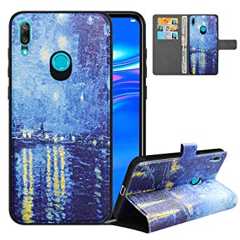 LFDZ Compatible with Huawei Y7 2019 Case,PU Leather Huawei Y7 2019 Wallet Case with [RFID Blocking],2 in 1 Magnetic Detachable Flip Slim Cover Case for Huawei Y7 2019 / Y7 Prime 2019,Starry Night