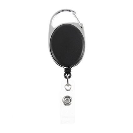 Retractable Pull Key Ring Chain Reel Recoil Key Ring Badge Holder Carabiner Reel
