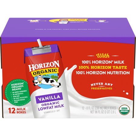 Horizon Organic Vanilla 1% Lowfat Milk, 8 fl oz, 12 count