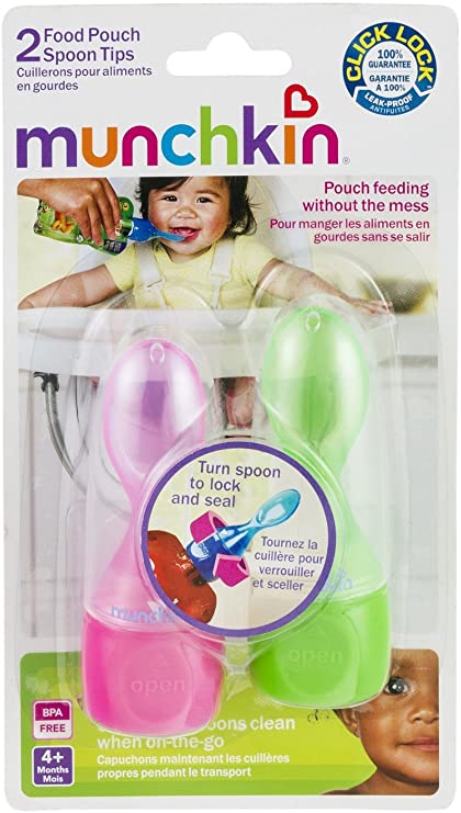 Munchkin Food Pouch Spoon Tips, Multicolor, 2-Count