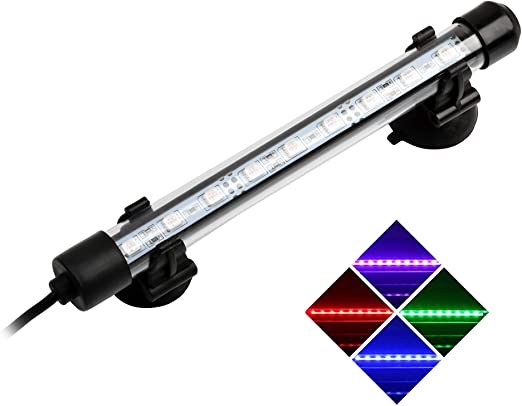 NICREW Submersible RGB Aquarium LED Light, Underwater RGB LED Light Stick for Fish Tank, Multicolor LED Lights with Remote Control, 7 Inches, 2.5W