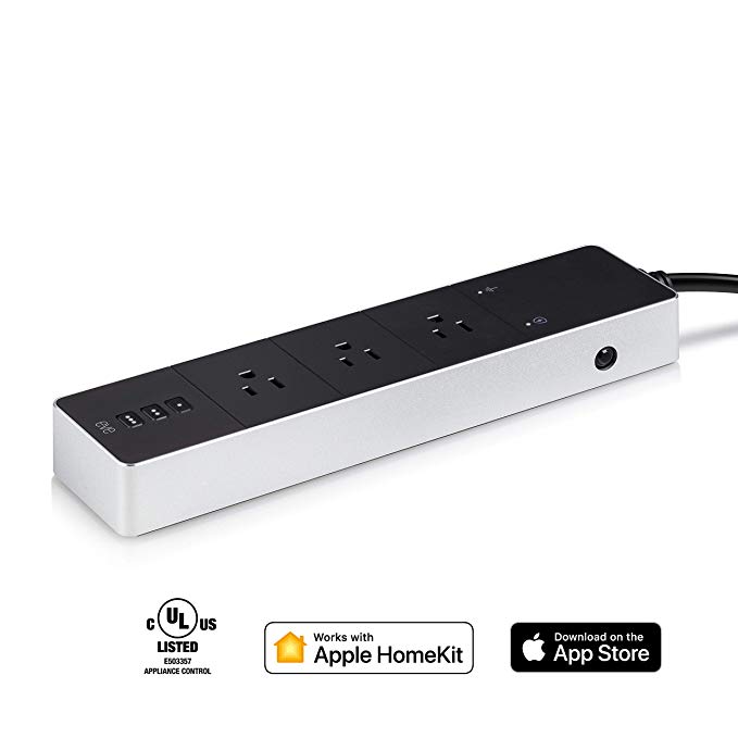 Eve Energy Strip - Smart Triple Outlet & Power Meter with surge, overvoltage, overcurrent protection, Apple HomeKit technology
