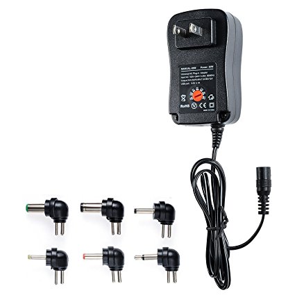 ESSOY Universal 30W 3V-12V Regulated Multi Voltage Replacement AC to DC Adapter Switching Power Adapter with 5V2A USB Port And Six Adapter Plugs