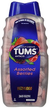 Tums Ultra Assorted Berries 265 Tablets - Maximum Strength Antacid & Calcium Supplement