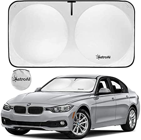 AstroAI Windshield Sun Shade, Foldable and Portable Car Front Window Sun Shade Blocks UV Light and Sun Rays - Protect and Cool Your Vehicle Interior (Small 59.1 x 27.58 inches)