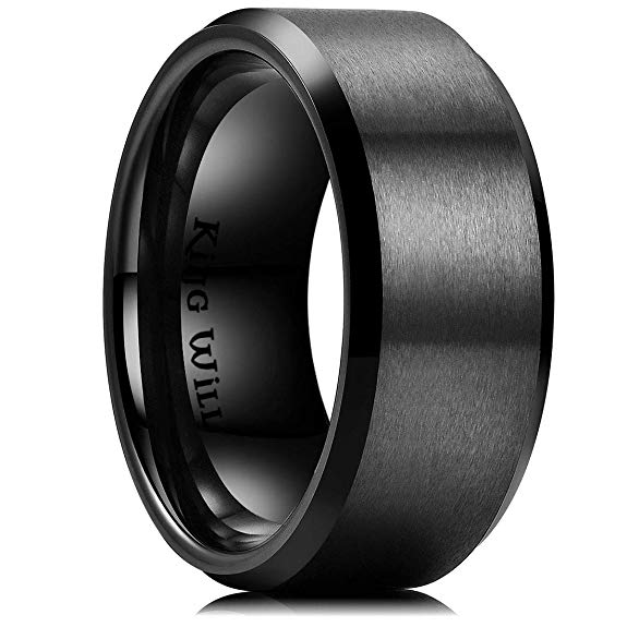 King Will Mens 6mm/7mm/8mm/9mm/10mm Black Titanium Ring Brushed Matte Finish Comfort Fit Wedding Band