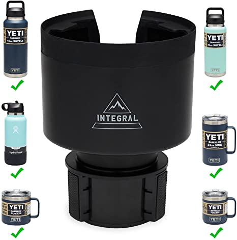 Integral Ultimate Expander Car Cup Holder Expander Organizer Adjustable Base, Compatible with Yeti 14/24/36/46oz Ramblers, Hydro Flasks 32/40oz, Other Bottles in 3.4"-4.0"