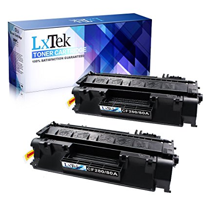 LxTeK Compatible Toner Cartridge Replacement for HP 80A 05A CF280A CE505A for use with HP Pro 400 M401 M401N M401DN M401DNE M401DW M425DN M425DW Printer (2 Black)