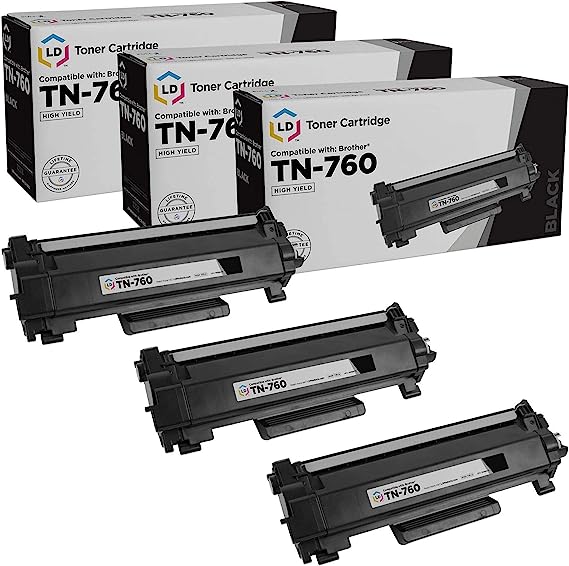 LD Products Compatible Toner Cartridge Replacement for Brother TN760 TN-760 TN 760 TN730 TN-730 (Black, 3-Pack) for DCP-L2550DW HL-L2325DW HL-L2370DW HL-L2390DW HL-L2395DW MFC-L2717DW MFC-L2730DW