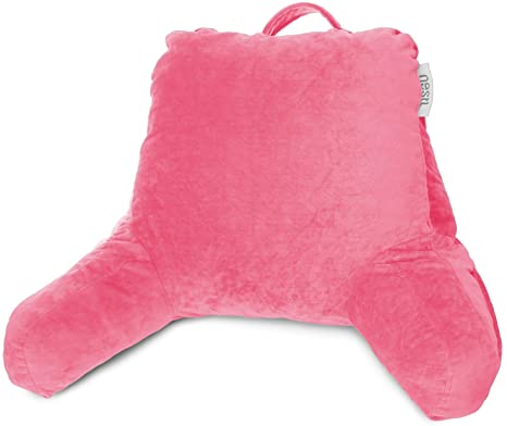 Reading Pillow, Petite Back Pillow, Backrest Pillows for Bed with Arms, Shredded Memory Foam Back Pillows for Sitting in Bed, Small Back Support Pillow for Kids & Teens, Pink (Light Pink)