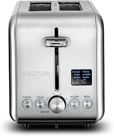 Gourmia GDT2445 - Multi-Function Digital Toaster with 5 Toast Functions, 7 Shade Settings, Rapid Reheat Mode and Extra Wide Slots