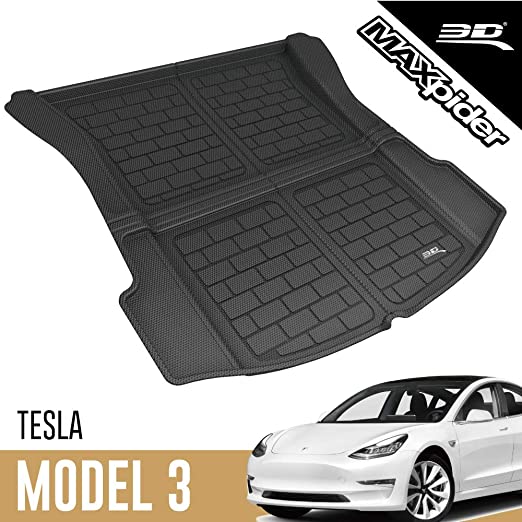 3D MAXpider-M1TL0041309 All-Weather Cargo Liner for Tesla Model 3 2017 2018 2019 2020 Custom Fit Car Floor Mat (Rear Trunk) - Black