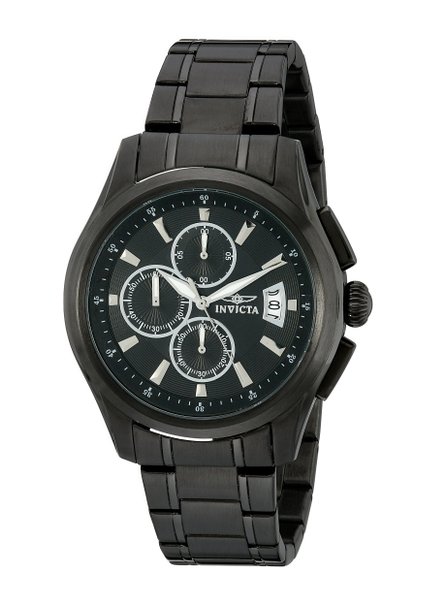 Invicta Men's 1486 Specialty Collection Chronograph Black Dial Black Ion-Plated Stainless Steel Watch