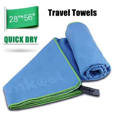 MKOOL Microfibre Towel with Zip Carry Bag(28"*56")-Super Absorbent and Quick Drying,Great for Travel,Sports,Gym,Camping,Swim,Yoga,Pilates,Bikram,Beach,Bath or at Home-the Perfect Travel Towel