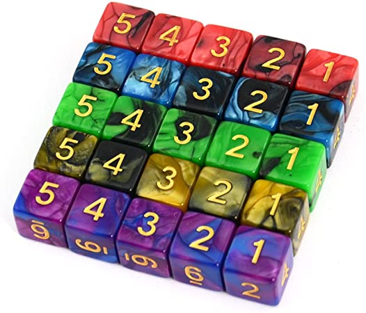 SmartDealsPro 25-Pack D6 Six Sides 16mm Two Color Dice for DND MTG PRG Wow Table Games