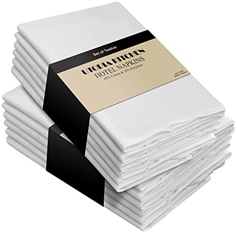 Utopia Kitchen - Cotton Dinner Napkins - 12 Pack (46 cmX46 cm) Soft and Comfortable - Durable Hotel Quality - Ideal for Events and Regular Home Use (White)
