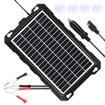 POWISER 7.5W Solar Battery Charger 12V Solar Powered Battery maintainer & Charger,Suitable for Automotive, Motorcycle, Boat, Marine, RV, Trailer, Powersports, Snowmobile, etc. (7.5W Poly)
