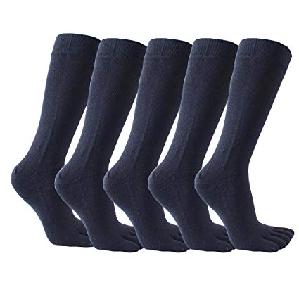 FeelMeStyle 5 Pack Men Boot Long Toe Socks Men's Cotton Leg Warmers Five Fingers Toe Socks