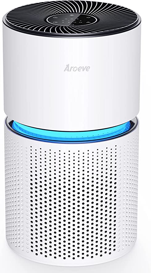 AROEVE Air Purifiers for Home Large Room Up to 1095 Sq Ft Coverage with Enhanced Purification Mode H13 True HEPA Air Cleaner Remove 99.97% of Dust, Pet Dander, Pollen for Office, Bedroom, MK03- White