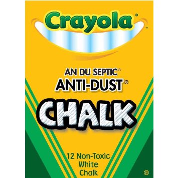 Crayola Nontoxic Anti-Dust Chalk, White, 12 Sticks/Box (50-1402)