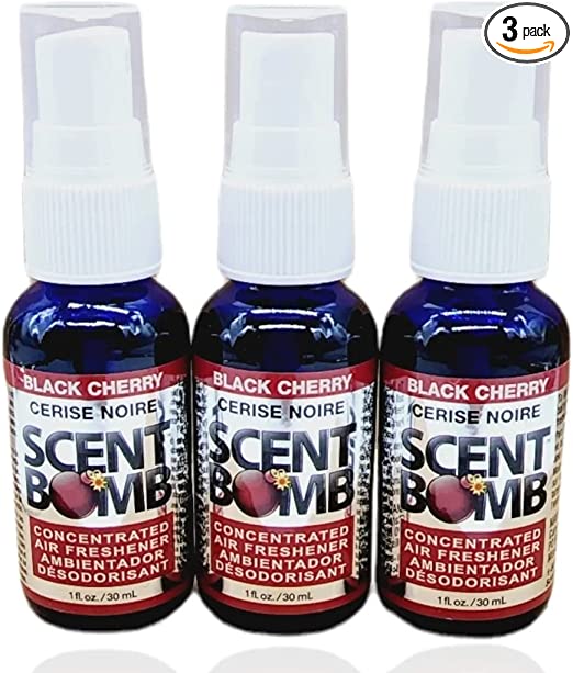 Scent Bomb Air Freshener Spray, 100% Oil Based Concentrated Air Freshener, Air Freshener Spray for Car, Room, Bathroom and Odor Eliminator (Black Cherry, 3 Packs)