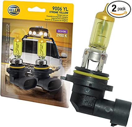 HELLA 9006 YL Twin Blister Xtreme Yellow Bulb (12V 55W), 2 Pack