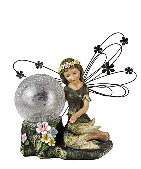 Solar Powered Fairy With Color Changing Glass Ball