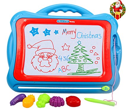 Magnetic Drawing Board, Erasable Colorful Magna Doodle Drawing Board Educational Toys for Kids to Draw on Magic Sketch Board. Funny Stamps Included.