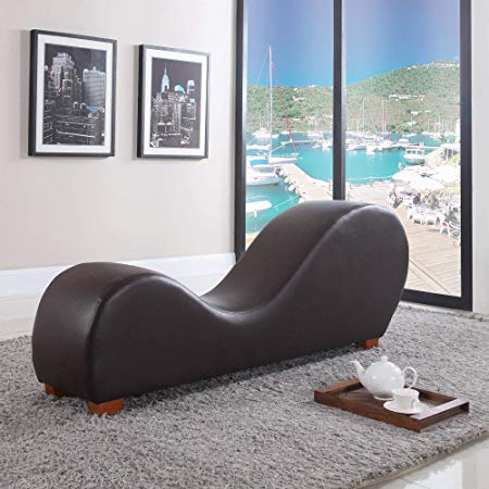 Casa Andrea Milano Brown Bonded Leather Yoga Stretch Sofa Relax Chair Chaise Lounge