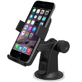 iOttie Easy One Touch Windshield Dashboard Car Mount Holder for iPhone 6s 5s 5c Samsung Galaxy S6 Edge Plus S6 S5 S4 HTC One-Retail Packaging-Black